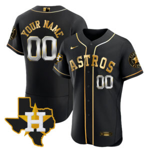 Houston Astros 2024 Gold Custom Jersey - Texas Patch - All Stitched
