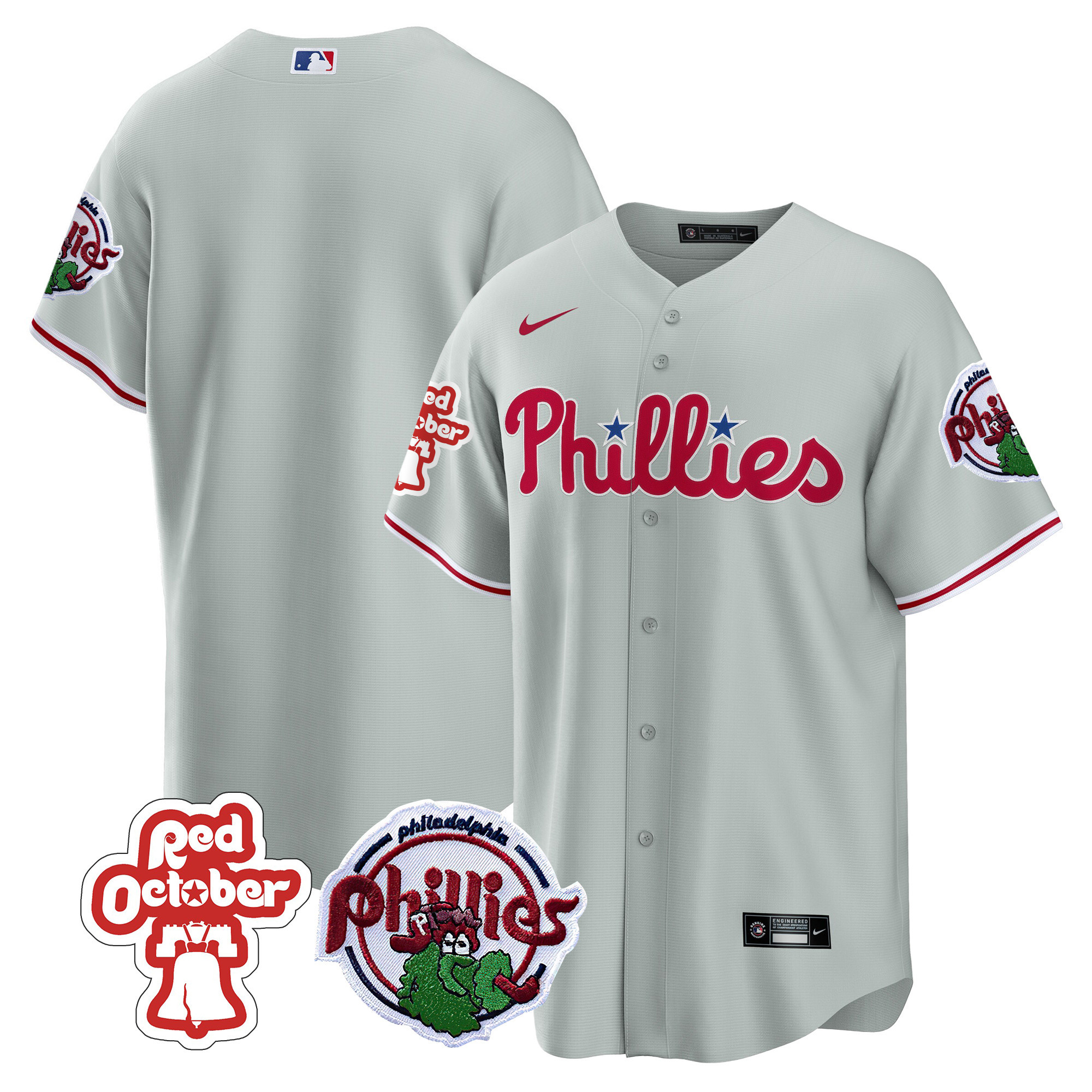 Men's Philadelphia Phillies Red October Patch Cool Base Jersey - All Stitched - Image 28
