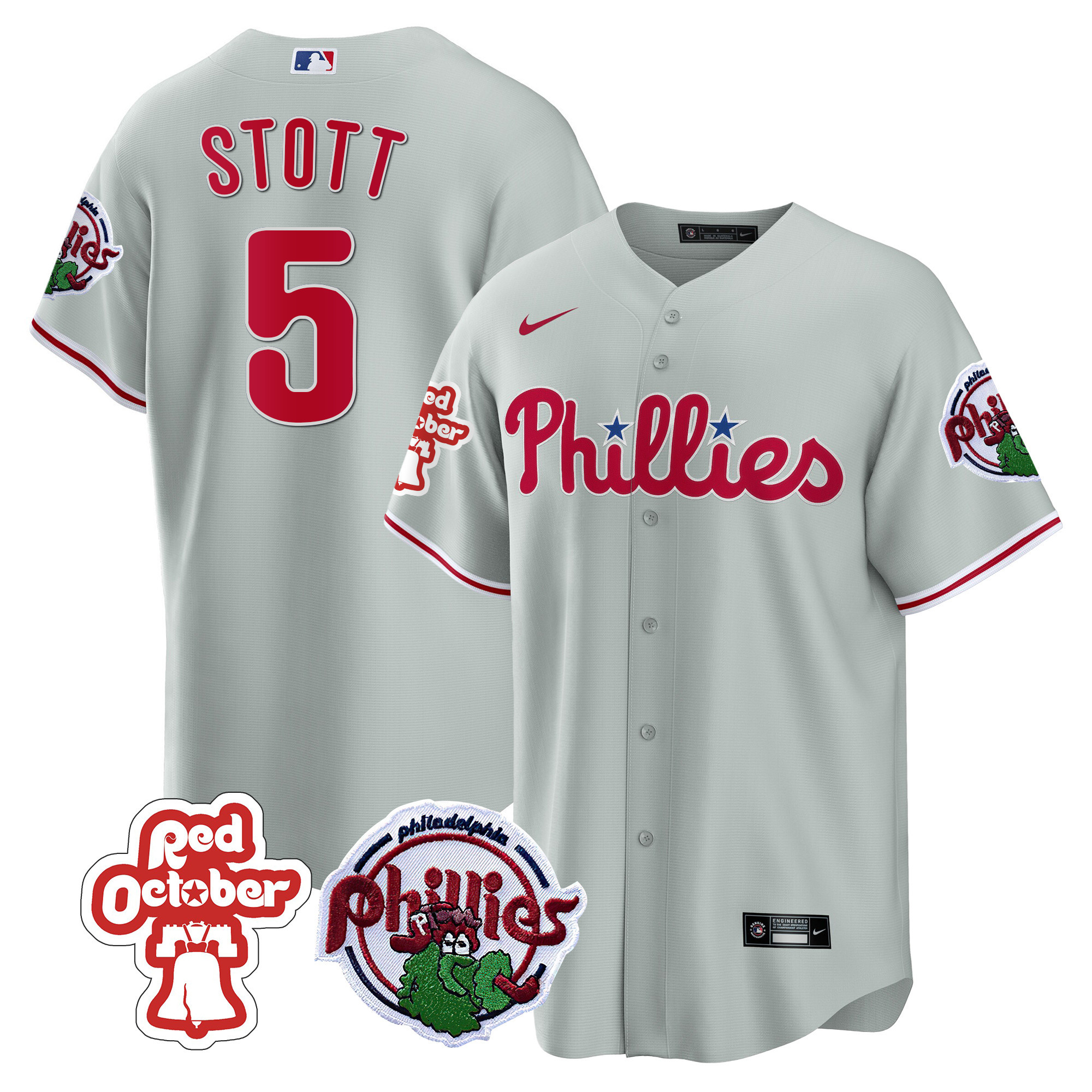 Men's Philadelphia Phillies Red October Patch Cool Base Jersey - All Stitched - Image 27