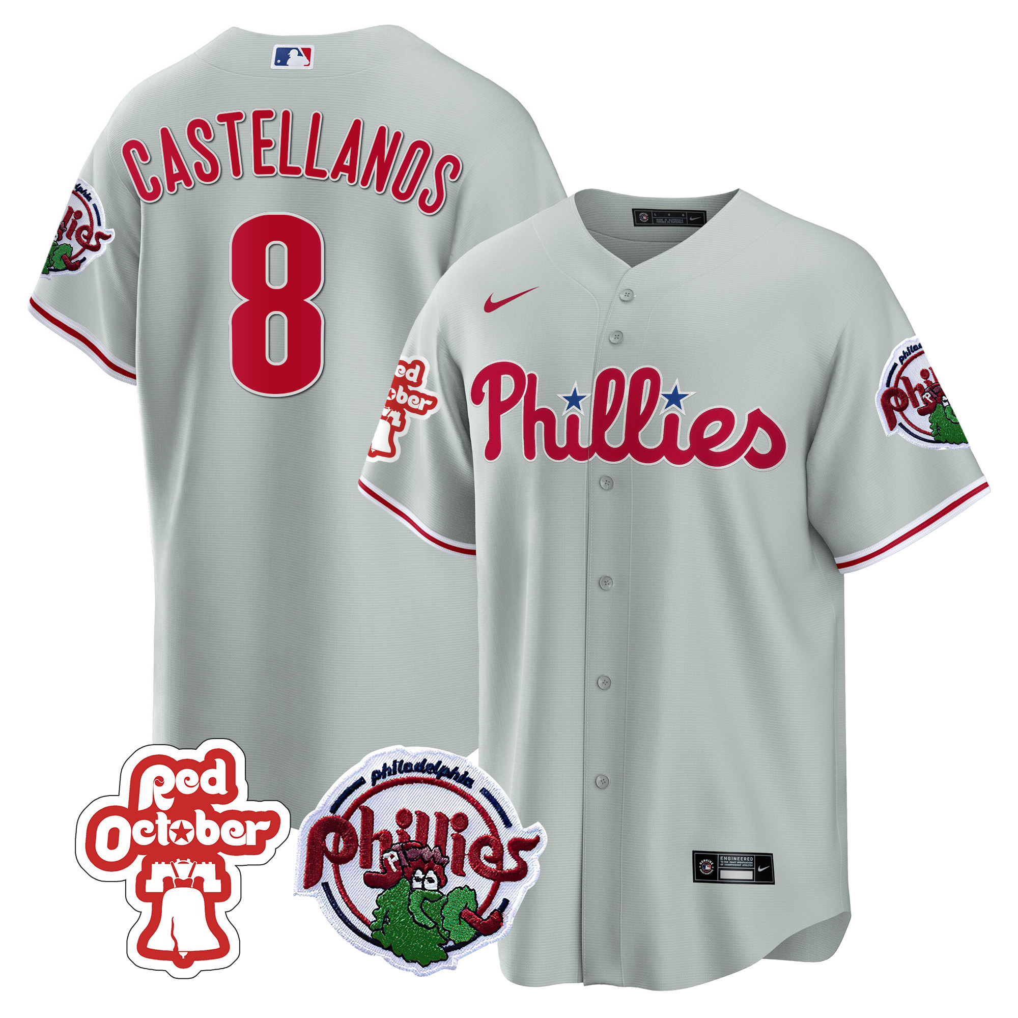 Men's Philadelphia Phillies Red October Patch Cool Base Jersey - All Stitched - Image 26