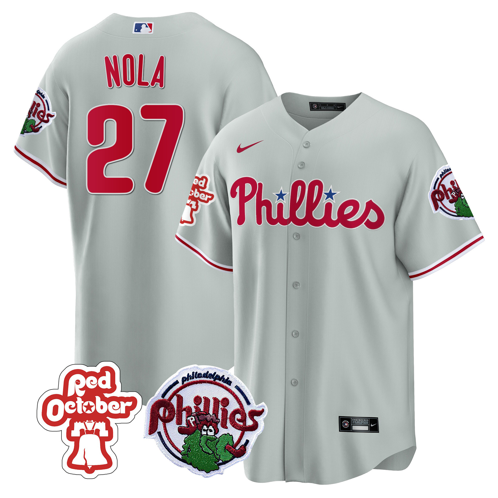Men's Philadelphia Phillies Red October Patch Cool Base Jersey - All Stitched - Image 23
