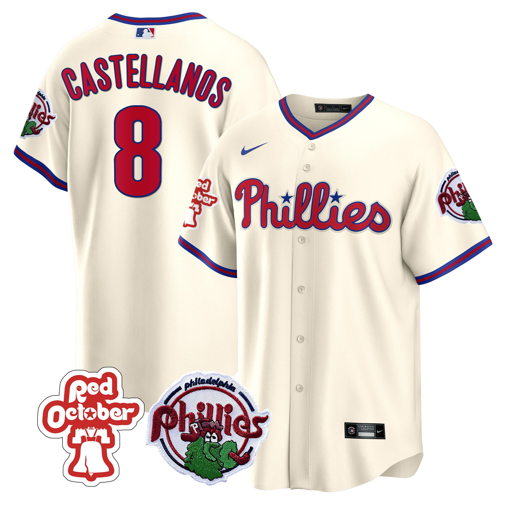 Men's Philadelphia Phillies Red October Patch Cool Base Jersey - All Stitched - Image 33