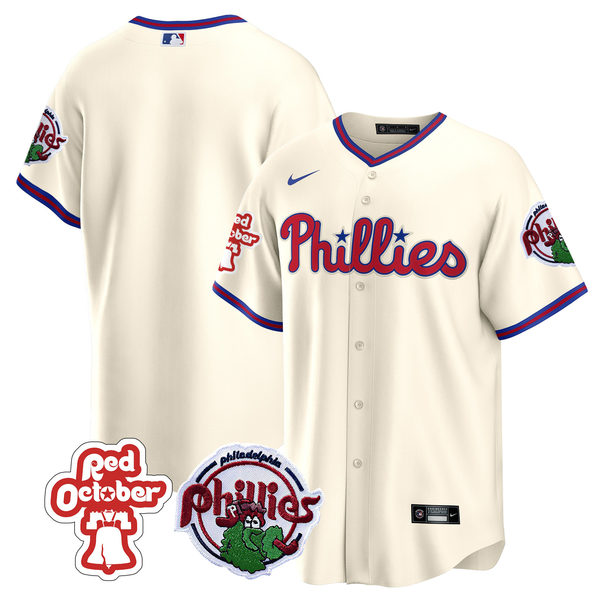 Men's Philadelphia Phillies Red October Patch Cool Base Jersey - All Stitched - Image 35