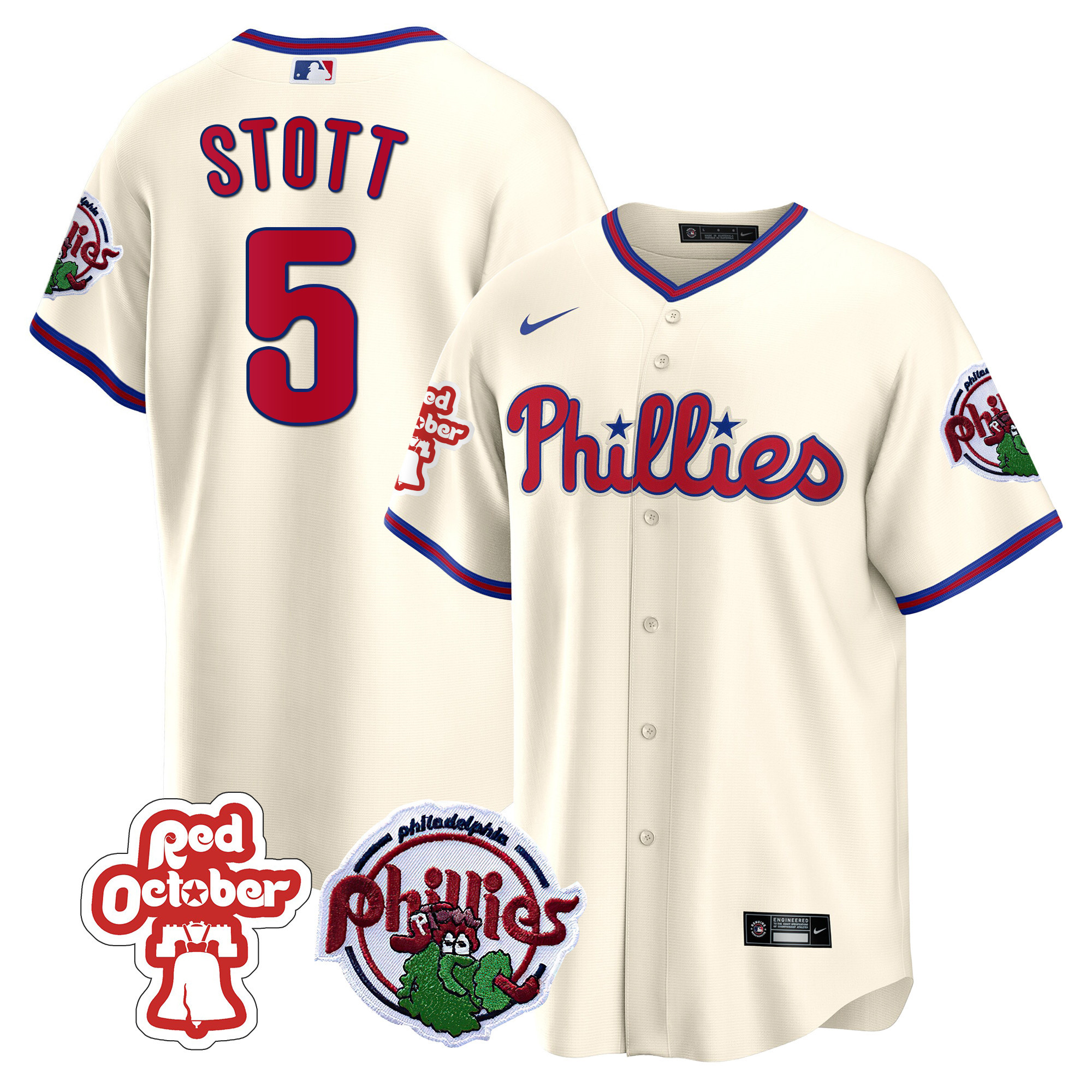 Men's Philadelphia Phillies Red October Patch Cool Base Jersey - All Stitched - Image 34