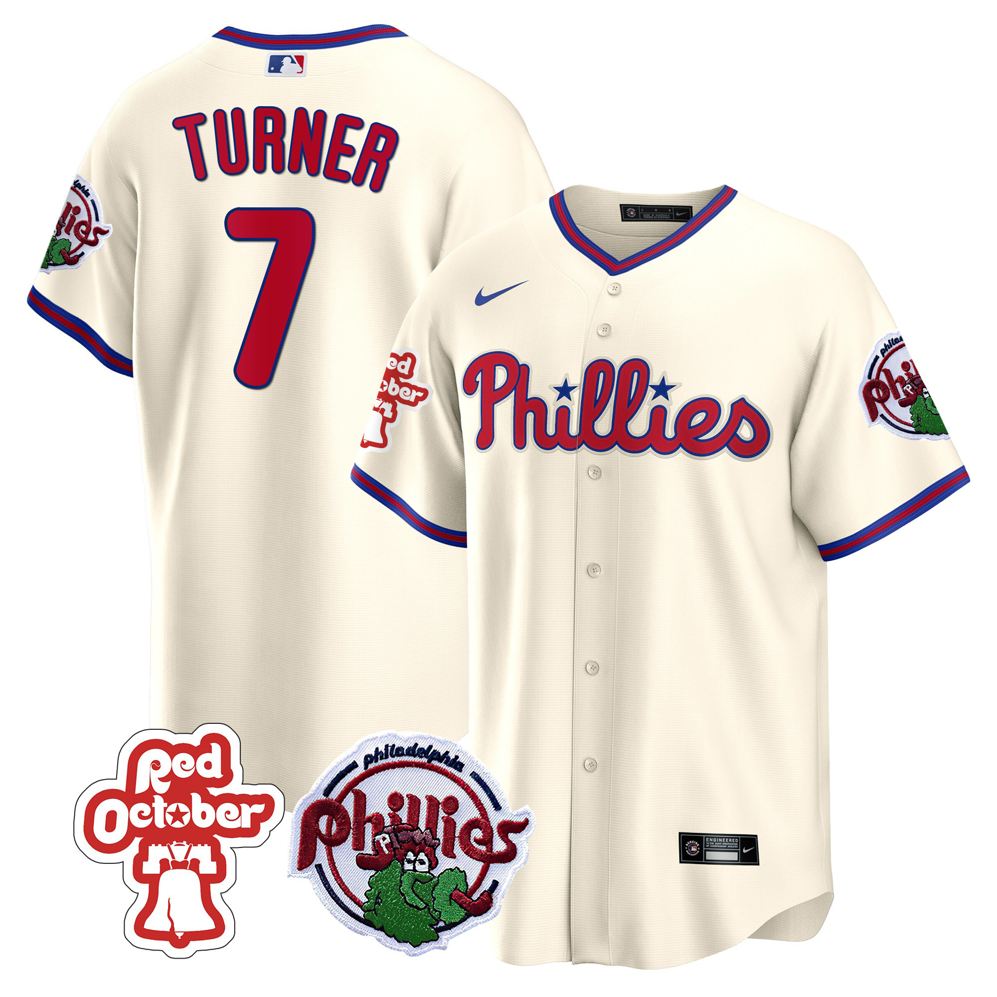 Men's Philadelphia Phillies Red October Patch Cool Base Jersey - All Stitched - Image 32