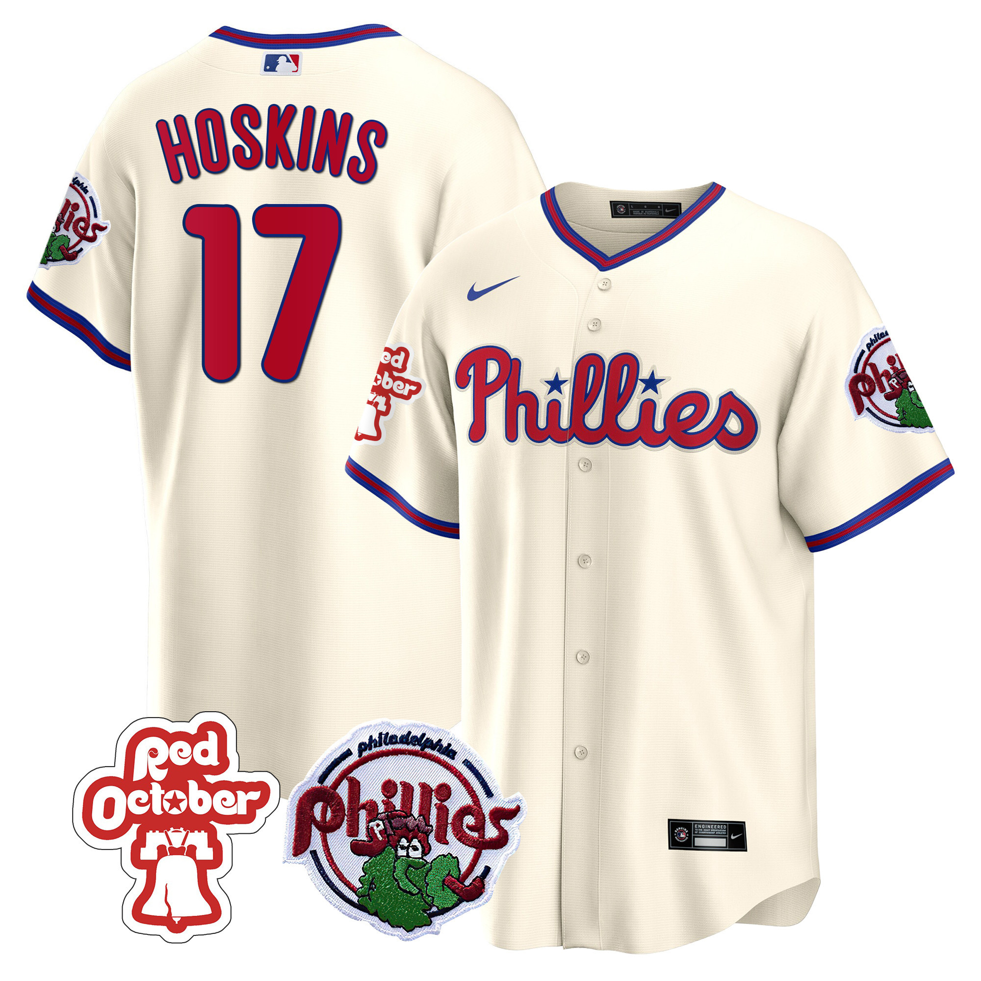 Men's Philadelphia Phillies Red October Patch Cool Base Jersey - All Stitched - Image 31