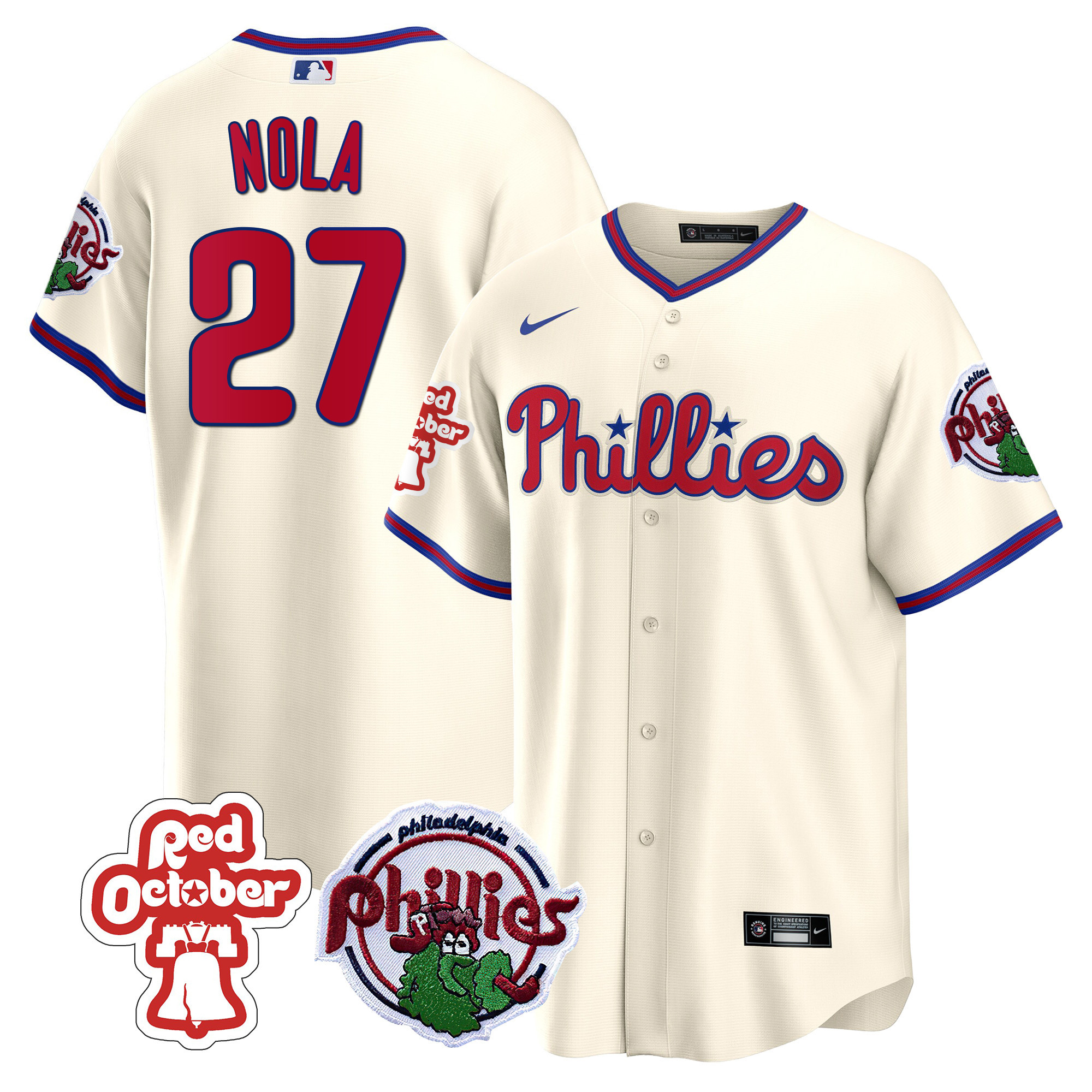 Men's Philadelphia Phillies Red October Patch Cool Base Jersey - All Stitched - Image 30