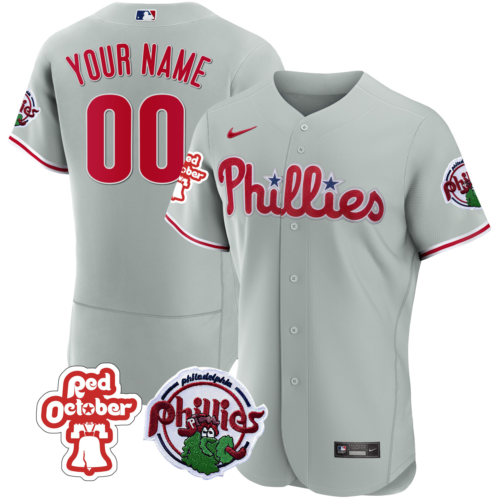Philadelphia Phillies Red October Patch Custom Jersey - All Stitched - Image 7