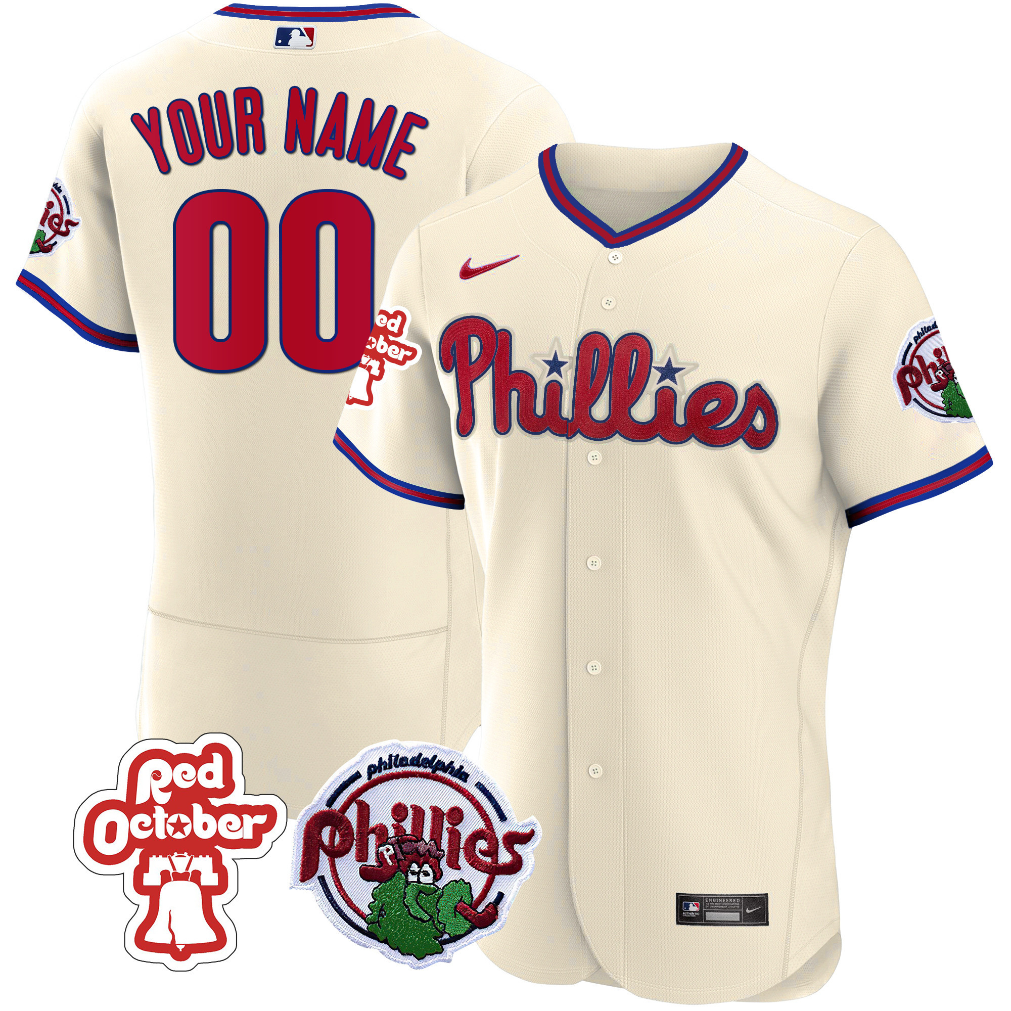 Philadelphia Phillies Red October Patch Custom Jersey - All Stitched - Image 9