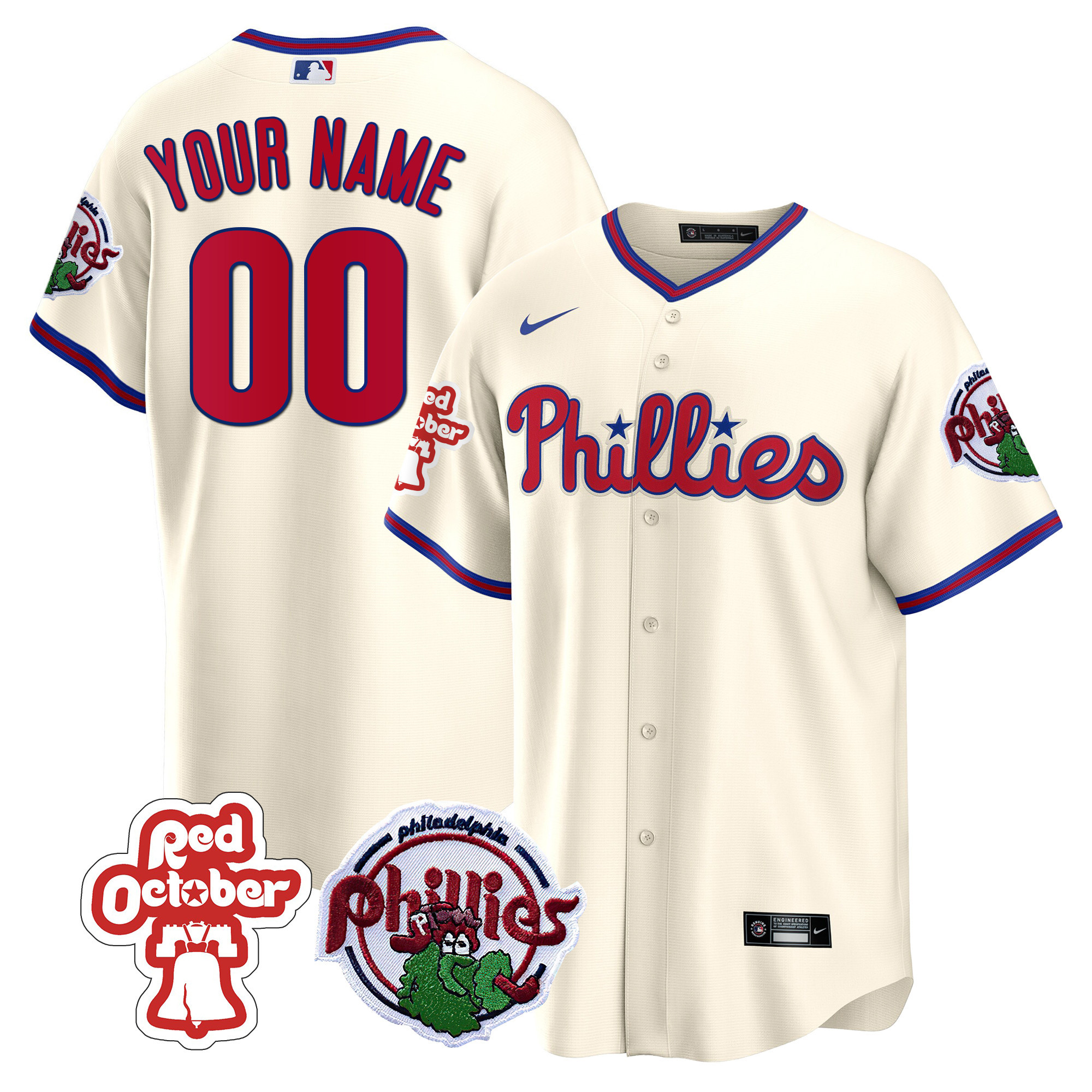 Philadelphia Phillies Red October Patch Custom Jersey - All Stitched - Image 10
