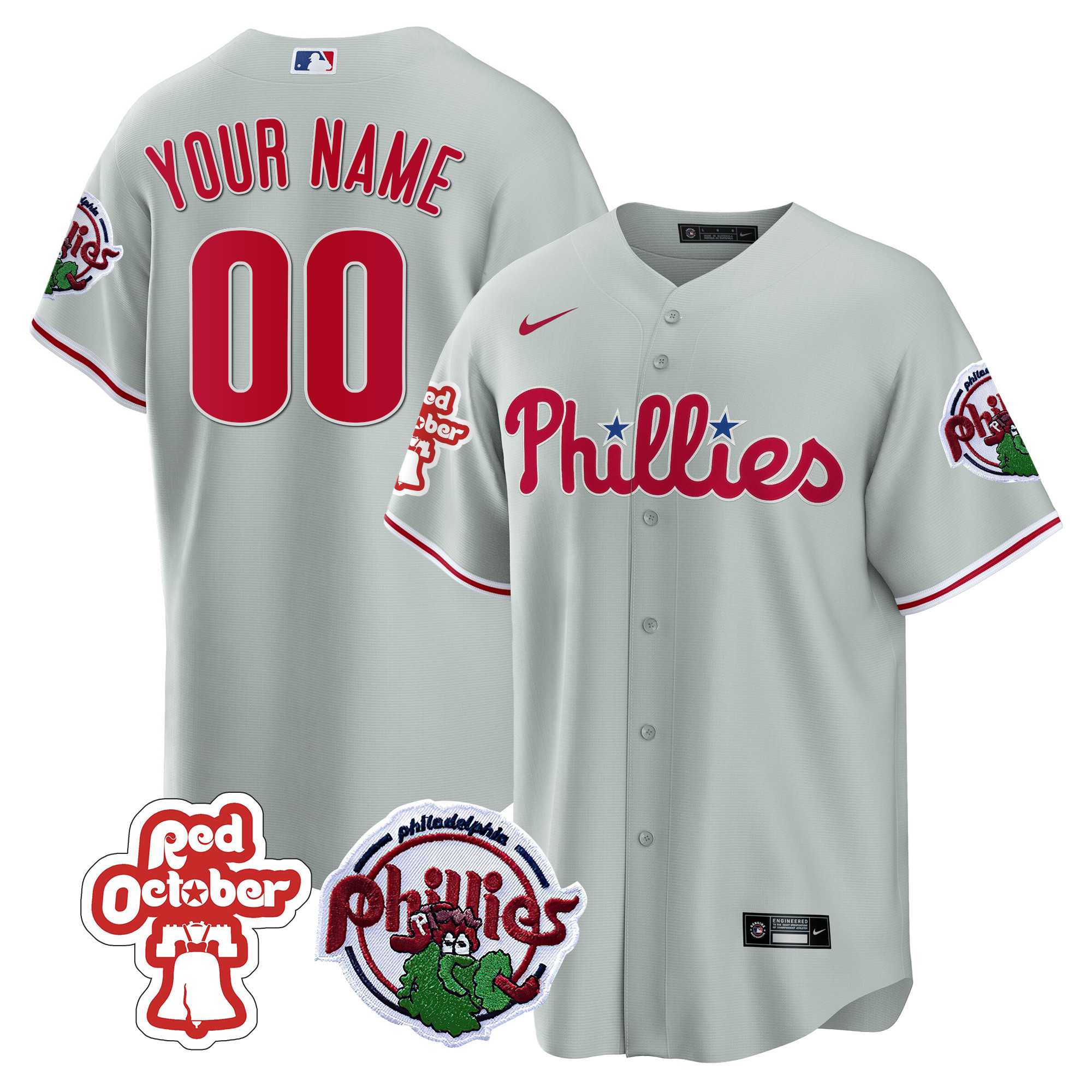 Philadelphia Phillies Red October Patch Custom Jersey - All Stitched - Image 8