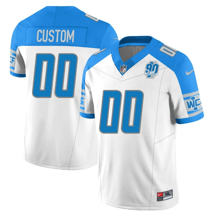 Men's Detroit Lions 90th Year Patch Vapor Custom Jersey V2 - All Stitched - Image 5