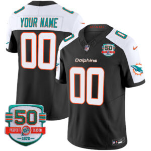 Dolphins 50th 1972 Perfect Season Patch Vapor Custom Jersey - All Stitched