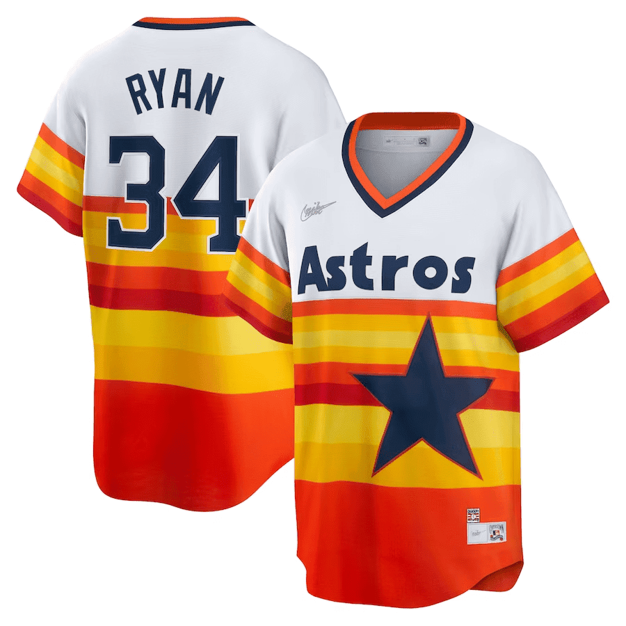 Houston Astros Nolan Ryan White Home Cooperstown Collection Player Jersey - All Stitched
