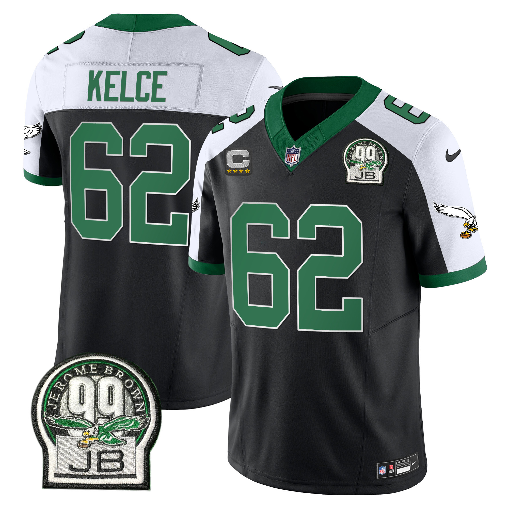 Men's Eagles Jerome Brown Patch Kelly Green Alternate Jersey - All Stitched - Image 8