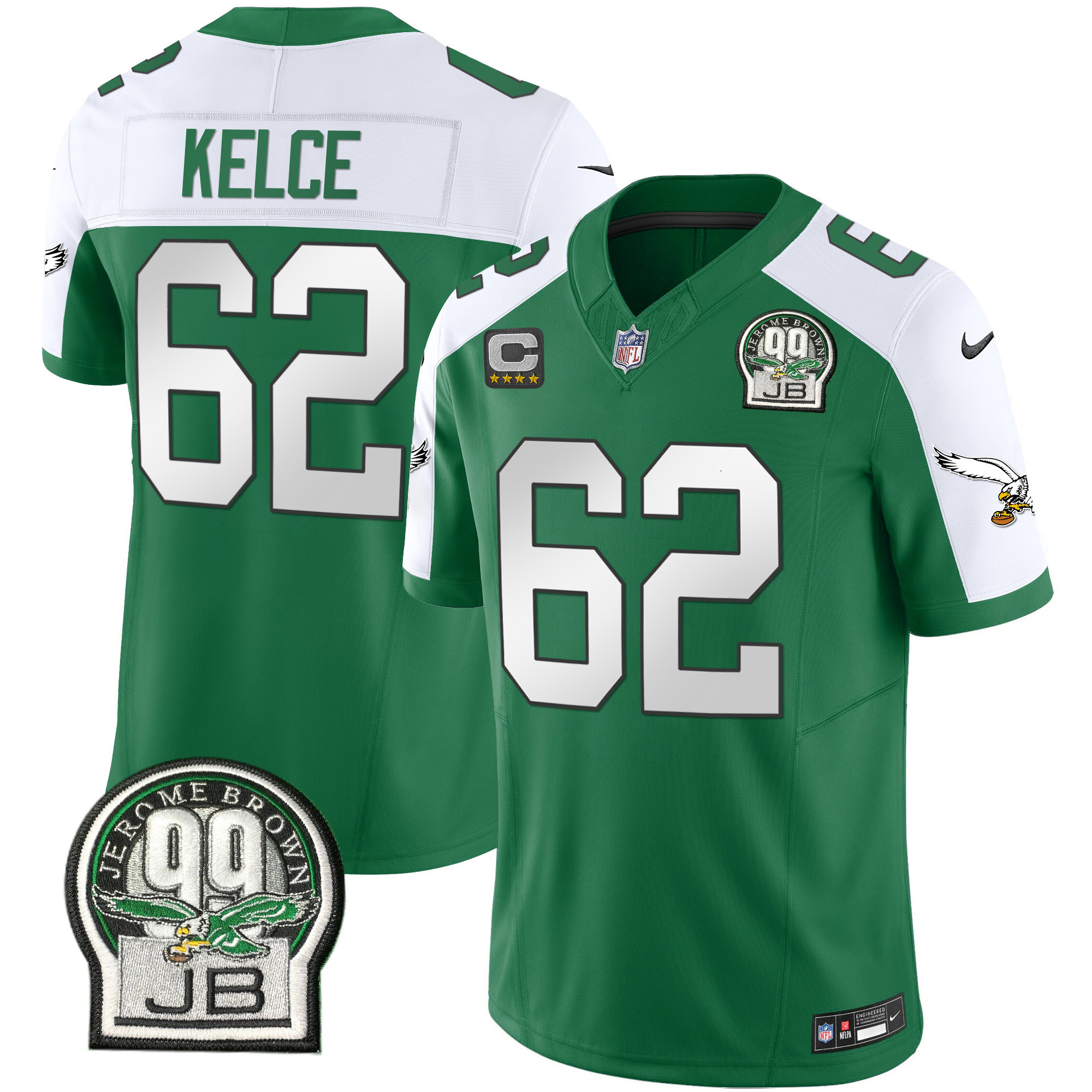 Men's Eagles Jerome Brown Patch Kelly Green Alternate Jersey - All Stitched - Image 18