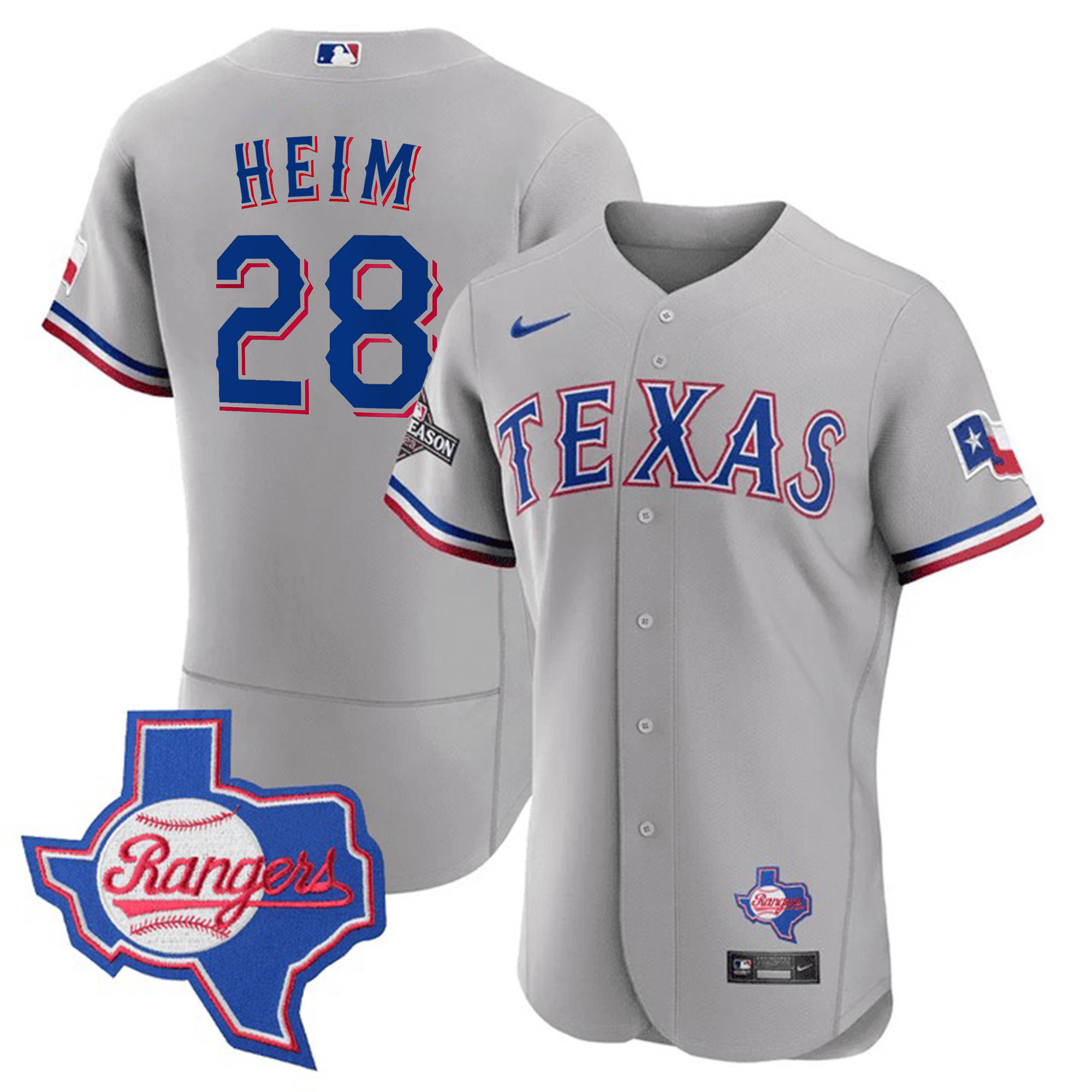 Men's Texas Rangers Texas State Patch Jersey - All Stitched - Image 5
