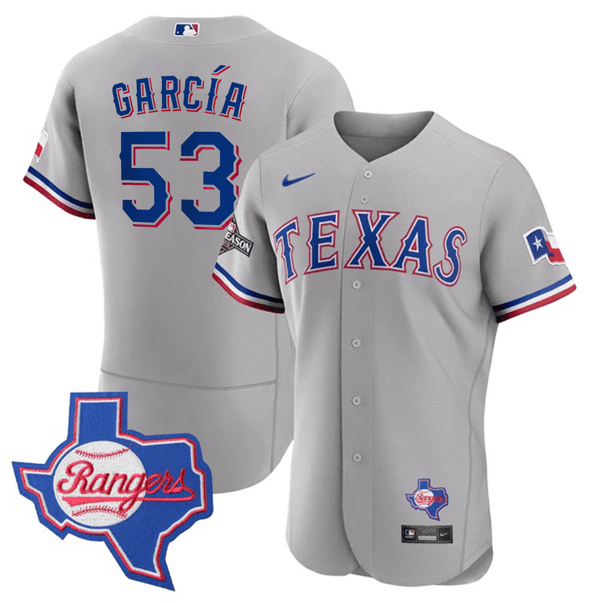 Men's Texas Rangers Texas State Patch Jersey - All Stitched - Image 4