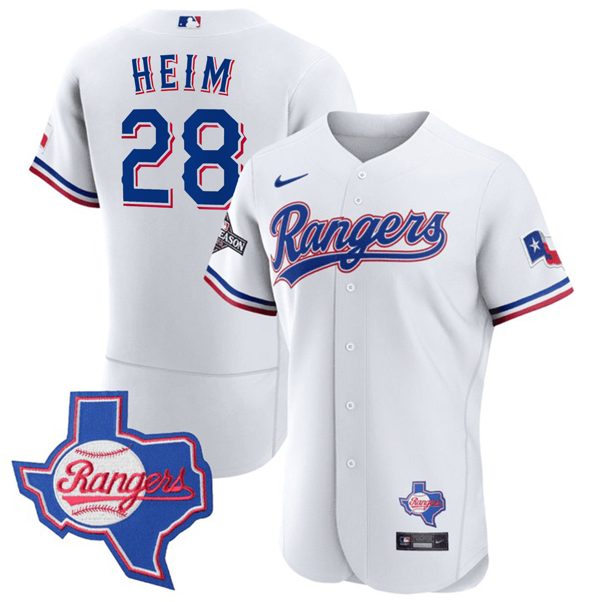Men's Texas Rangers Texas State Patch Jersey - All Stitched - Image 19