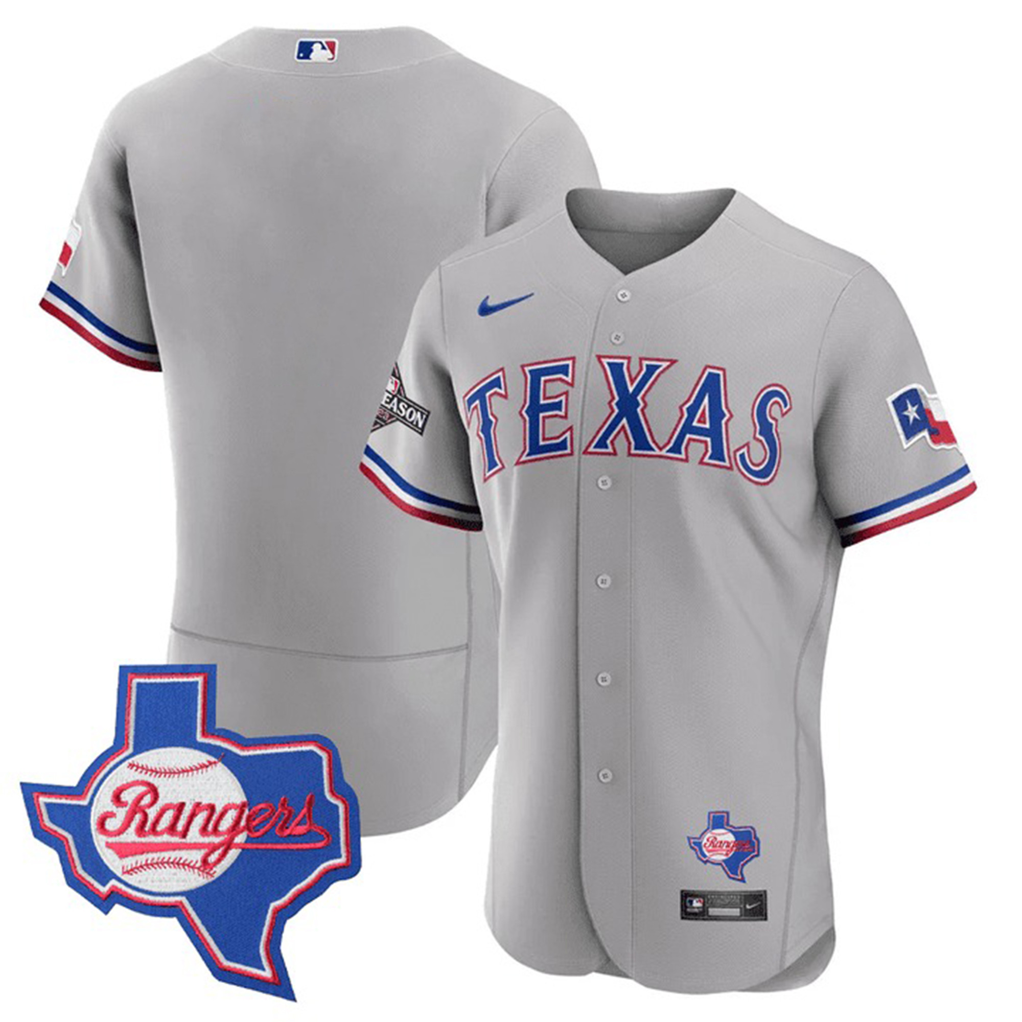 Men's Texas Rangers Texas State Patch Jersey - All Stitched - Image 7