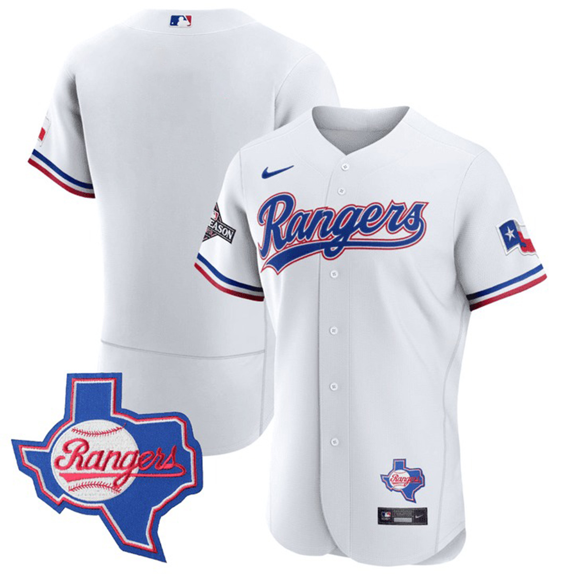 Men's Texas Rangers Texas State Patch Jersey - All Stitched - Image 21