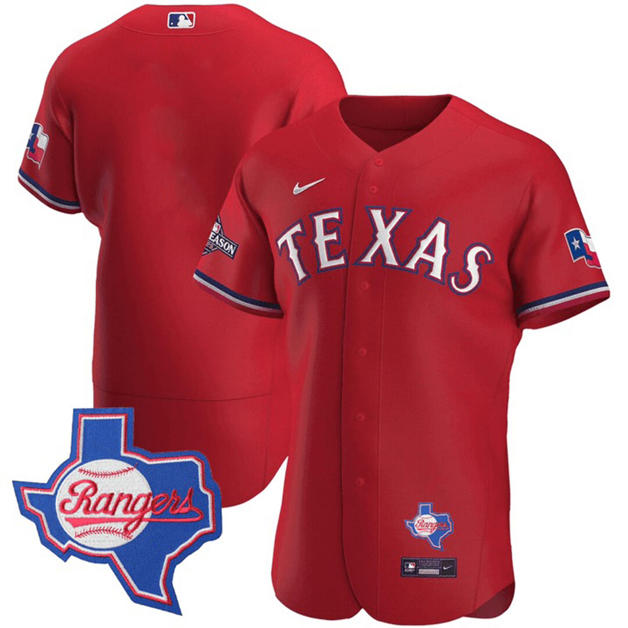 Men's Texas Rangers Texas State Patch Jersey - All Stitched - Image 14