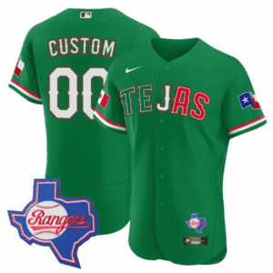 Texas Rangers Special Mexico Texas State Patch Custom Jersey - All Stitched