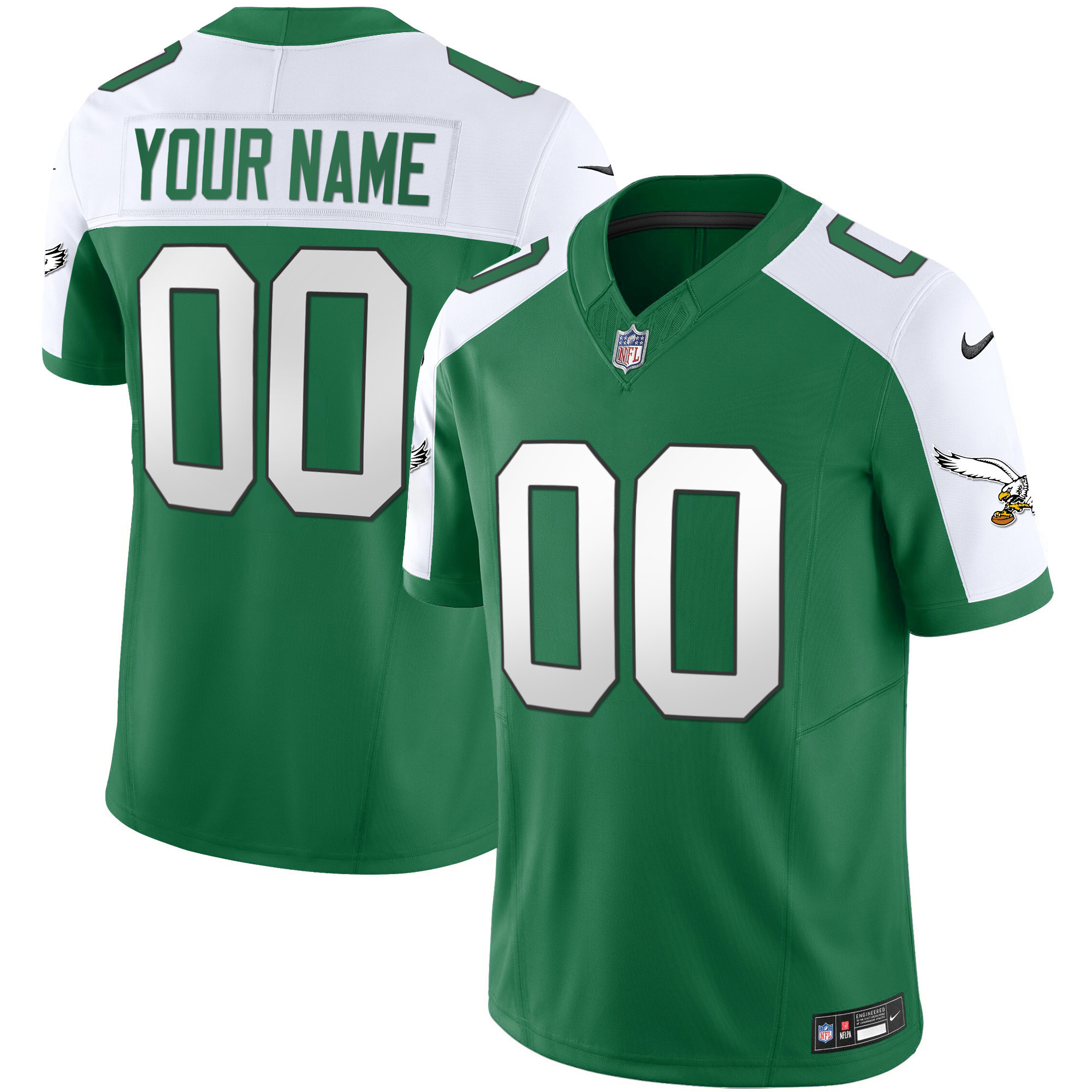 Eagles Kelly Green Vapor Limited Custom Jersey - All Stitched - Image 2