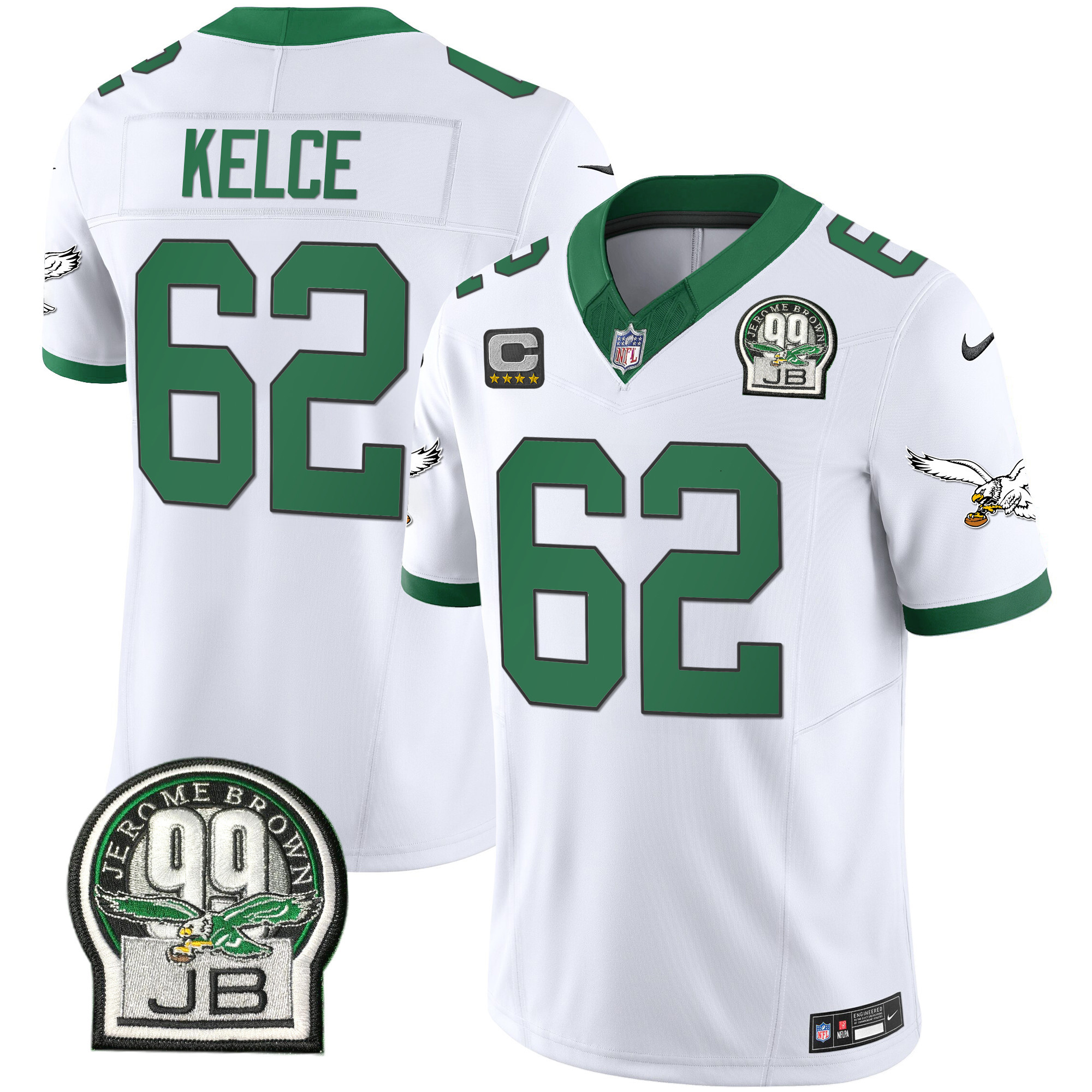 Men's Eagles Jerome Brown Patch Kelly Green Alternate Jersey - All Stitched - Image 28