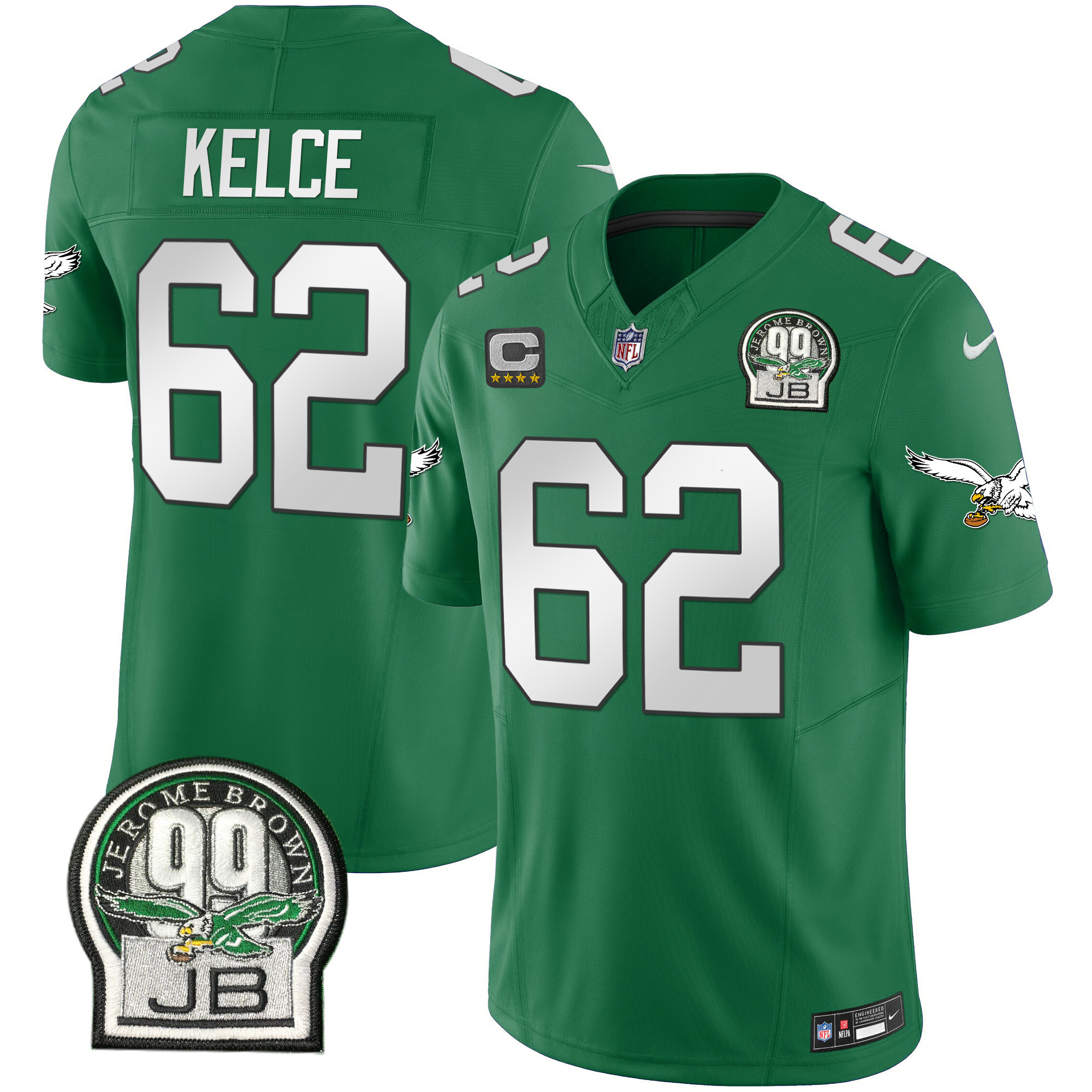 Men's Eagles Jerome Brown Patch Kelly Green Alternate Jersey - All Stitched - Image 38