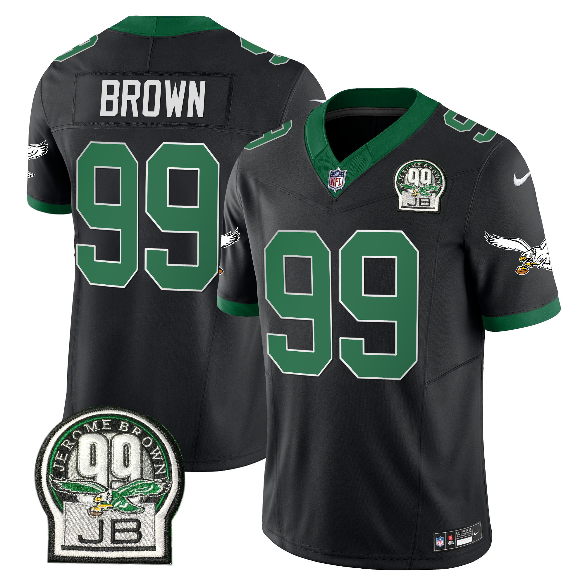 Men's Eagles Jerome Brown Patch Kelly Green Alternate Jersey - All Stitched - Image 50