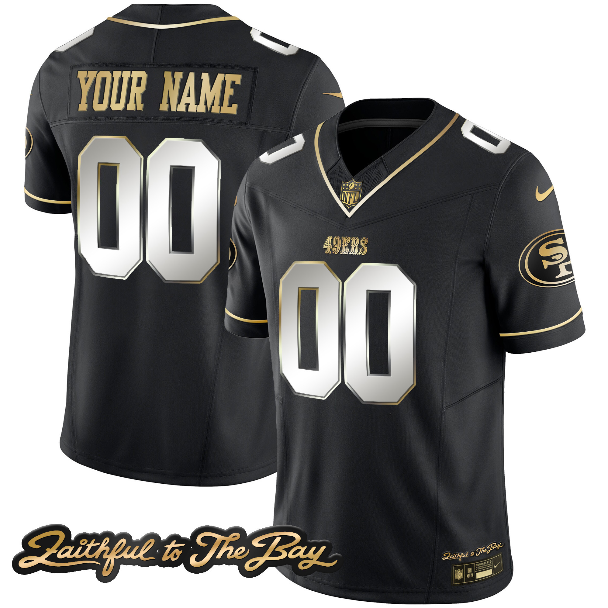 49ers Faithful To The Bay Patch Vapor Custom Jersey V3 - All Stitched - Image 4