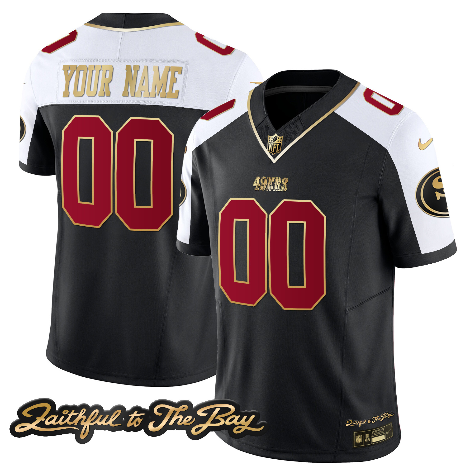 49ers Faithful To The Bay Patch Vapor Custom Jersey V3 - All Stitched