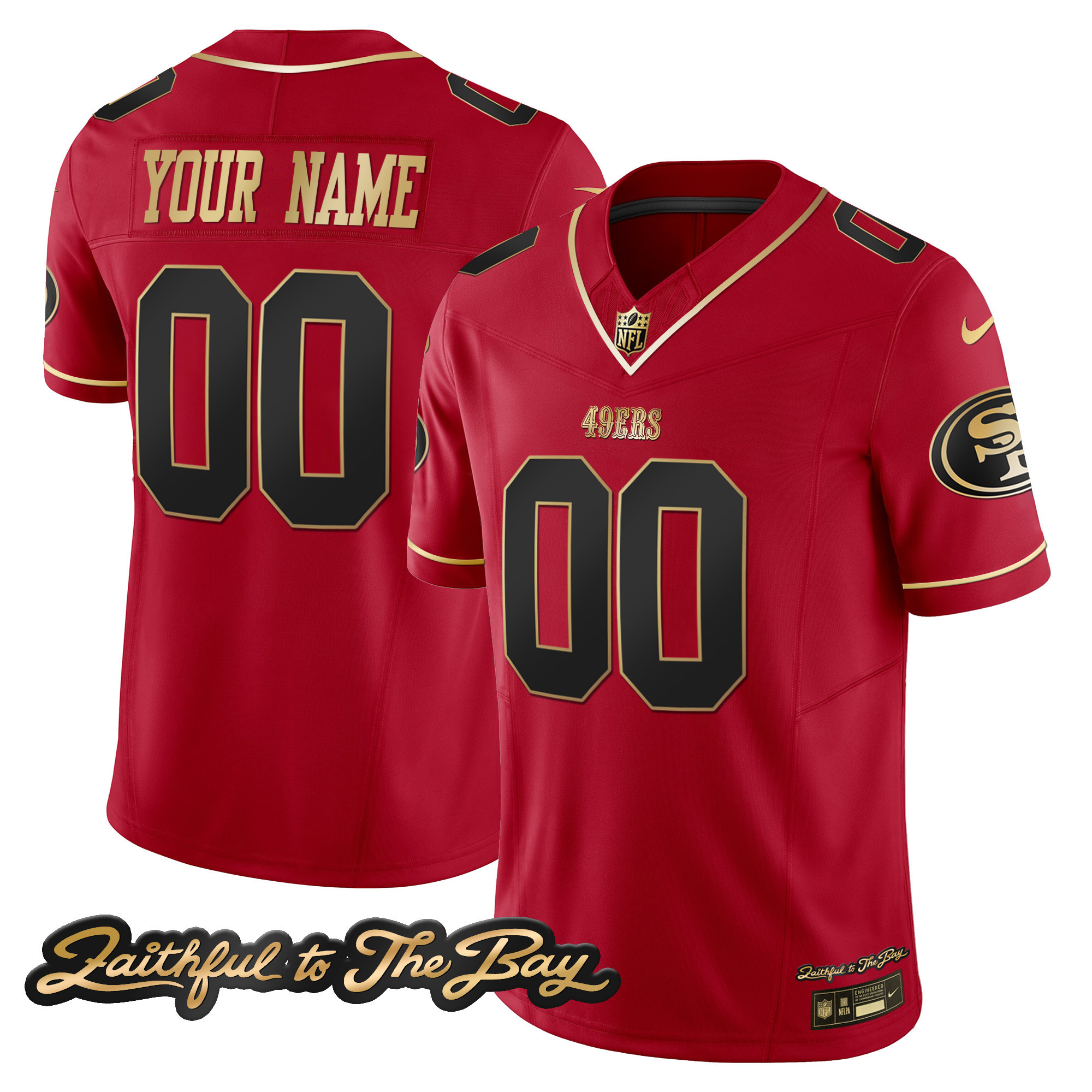 49ers Faithful To The Bay Patch Vapor Custom Jersey V3 - All Stitched - Image 3