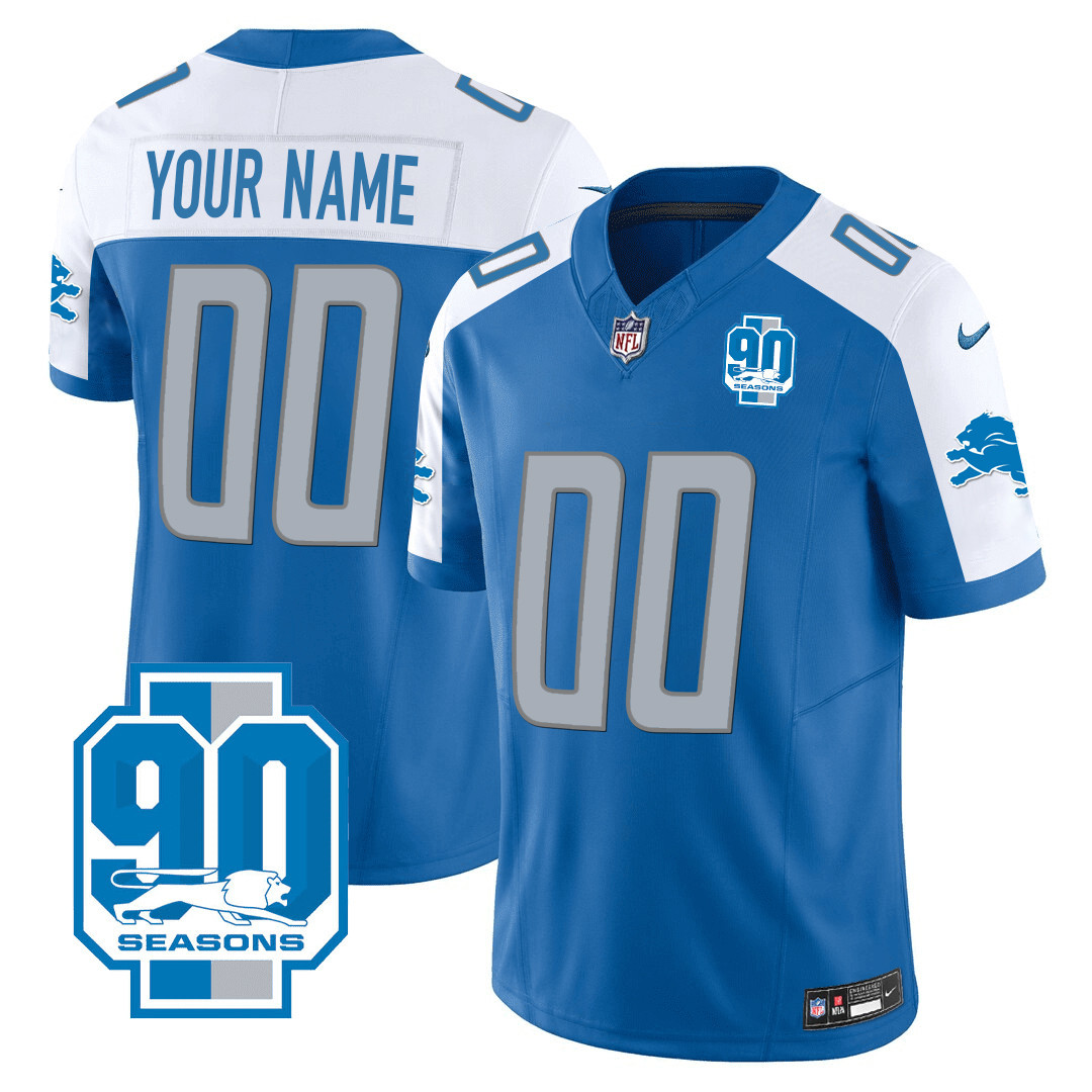 Detroit Lions 90th Year Patch Custom Jersey - All Stitched - Image 2