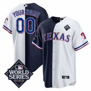 Split Rangers - Cowboys 2023 World Series Patch Cool Base Custom Jersey - All Stitched