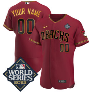 Diamondbacks 2023 World Series Flex Base Gold Custom Jersey V2 - All Stitched