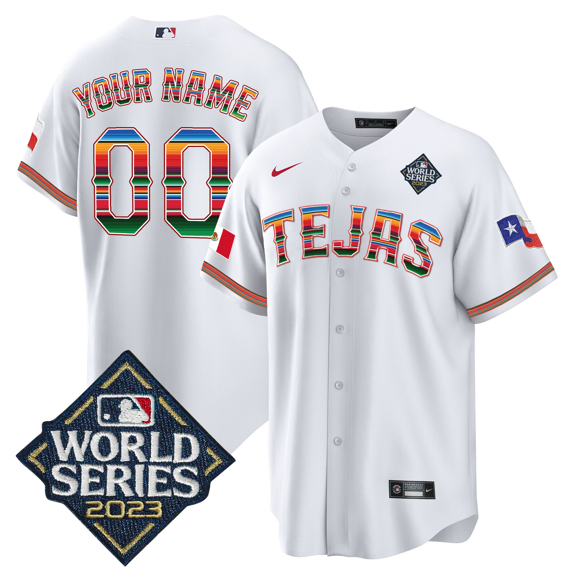 Texas Rangers 2023 World Series Mexico Custom Jersey - All Stitched - Image 3