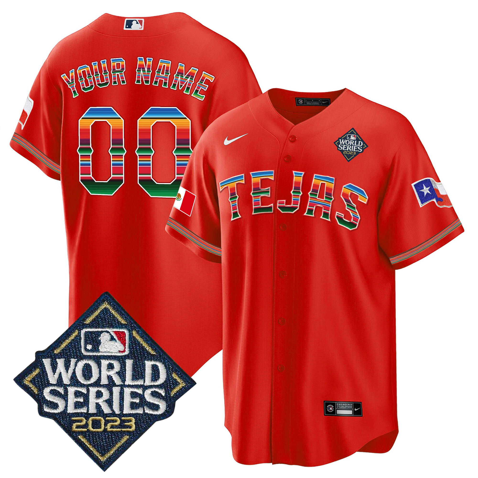 Texas Rangers 2023 World Series Mexico Custom Jersey - All Stitched - Image 2