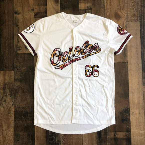 Baltimore Orioles White Maryland Flag Jersey - All Stitched