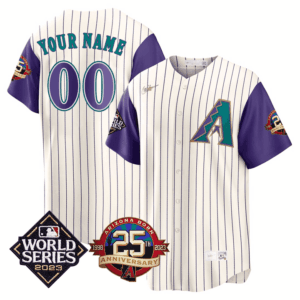 Arizona Diamondbacks 2023 World Series Patch Throwback Custom Jersey - All Stitched