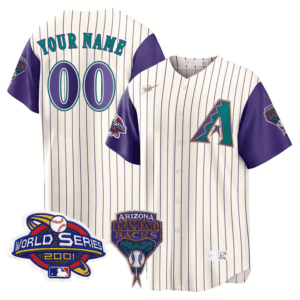 Arizona Diamondbacks 2001 World Series Patch Throwback Custom Jersey - All Stitched