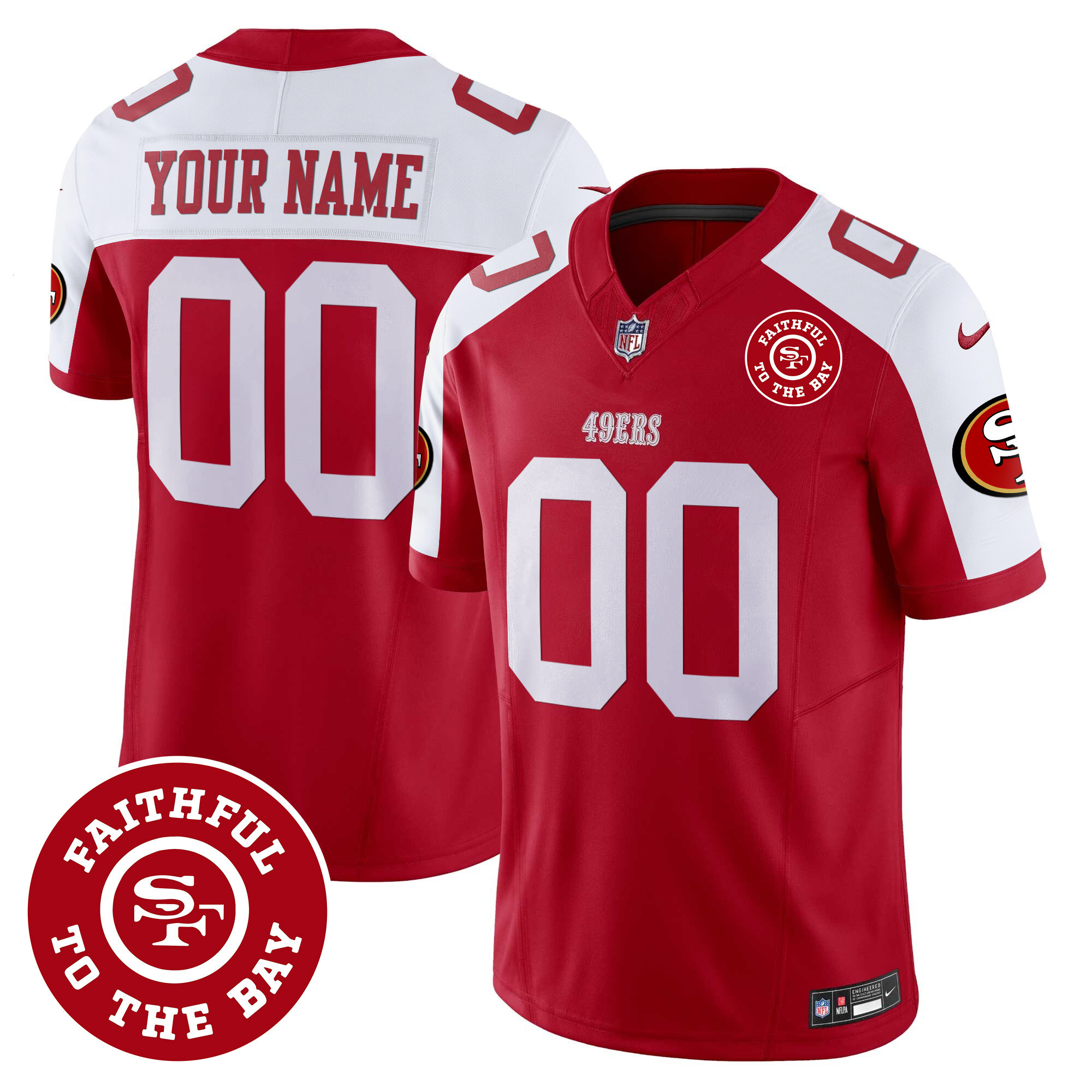 49ers Faithful To The Bay Patch Vapor Custom Jersey - All Stitched