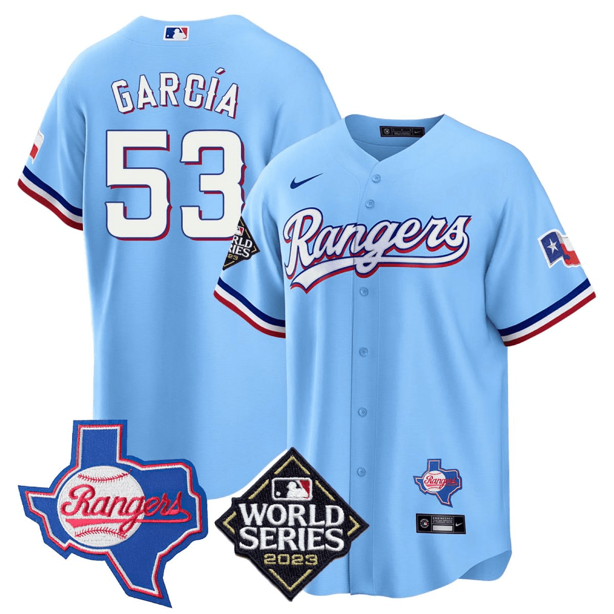 Men’s Texas Rangers 2023 World Series & Texas State Patch Cool Base Gold Jersey V2 – All Stitched - Image 22