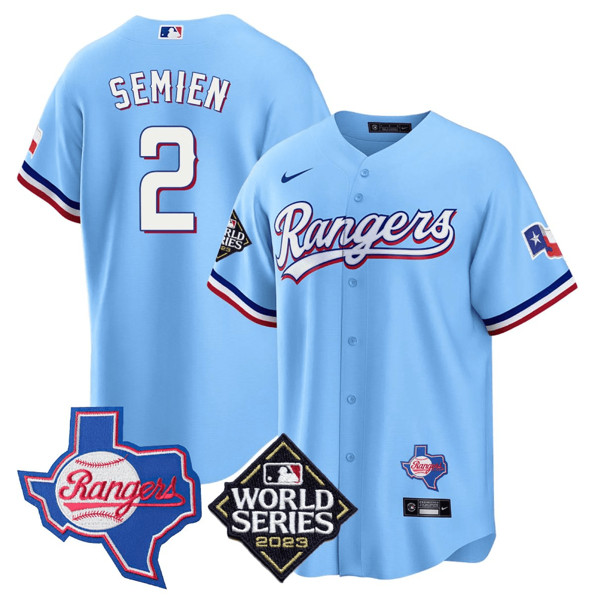 Men’s Texas Rangers 2023 World Series & Texas State Patch Cool Base Gold Jersey V2 – All Stitched - Image 24