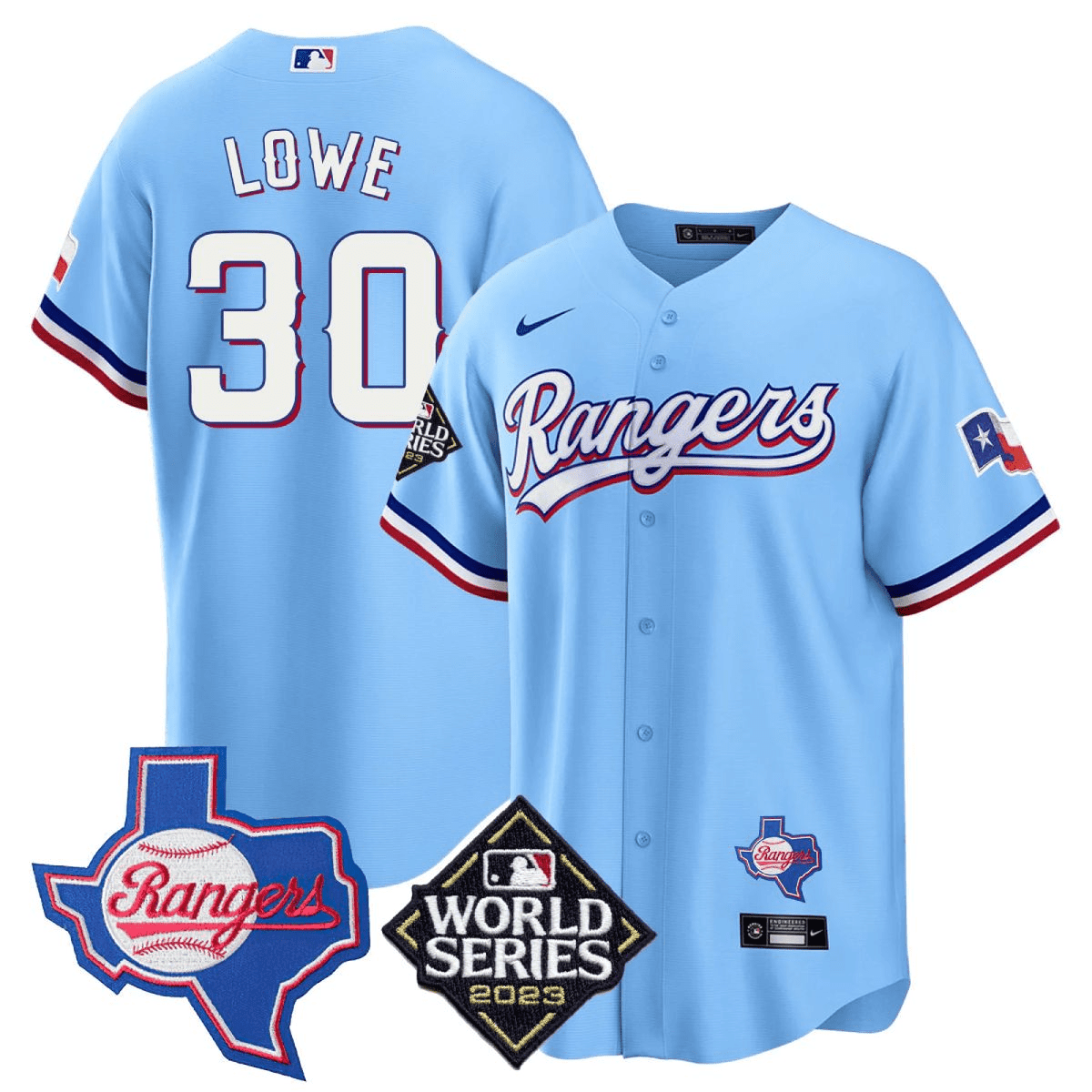 Men’s Texas Rangers 2023 World Series & Texas State Patch Cool Base Gold Jersey V2 – All Stitched - Image 25