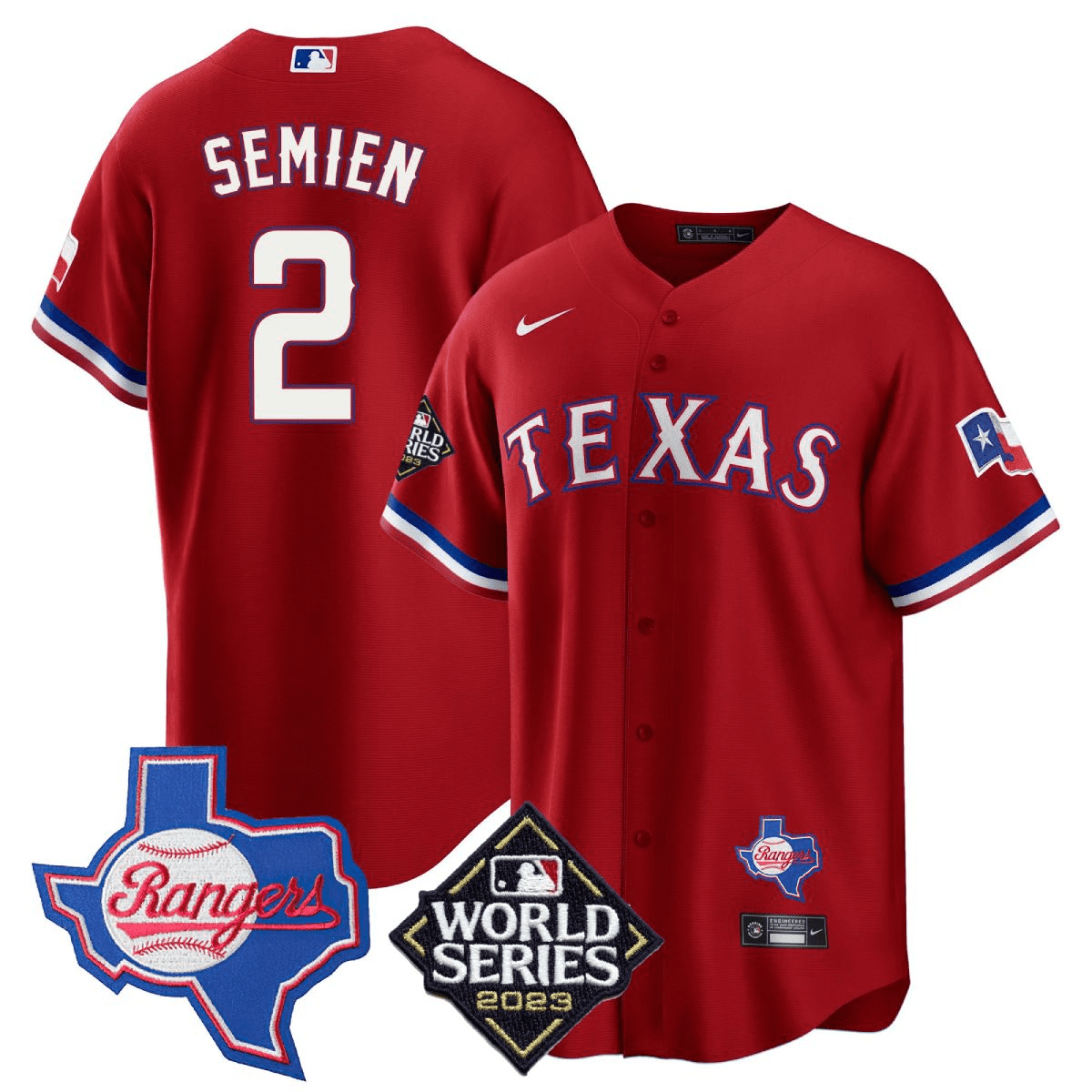 Men’s Texas Rangers 2023 World Series & Texas State Patch Cool Base Gold Jersey V2 – All Stitched - Image 19