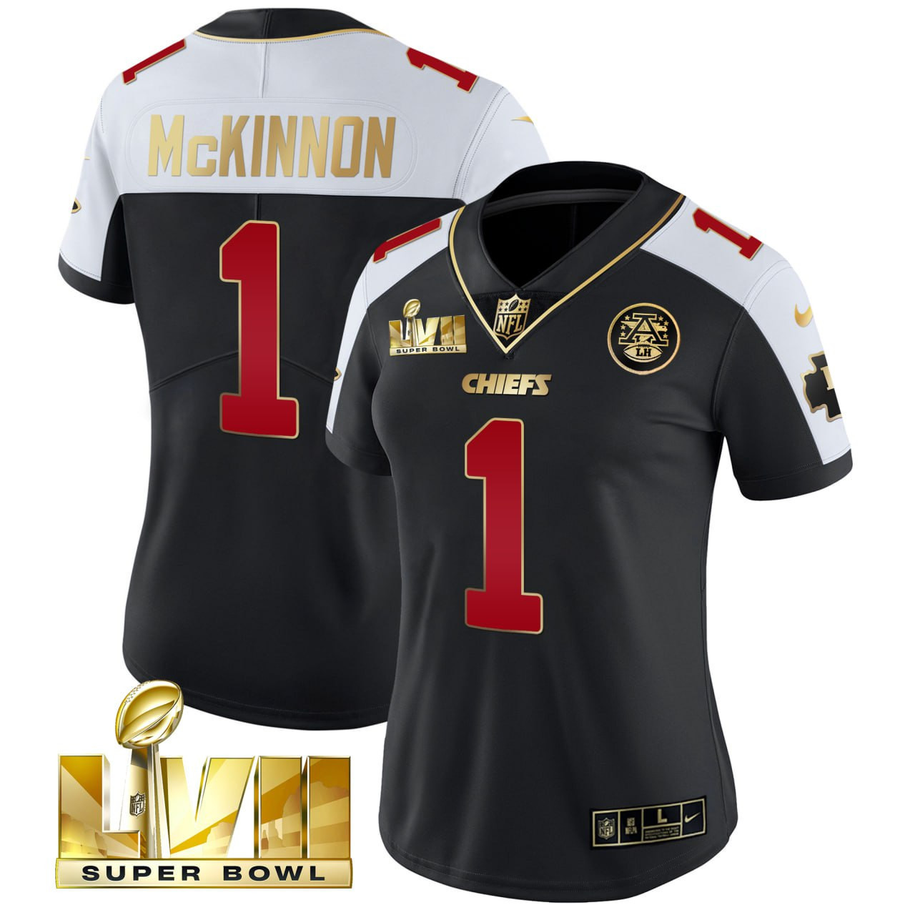 Women's Jerick McKinnon Chiefs Super Bowl LVII Vapor Jersey - Black Alternate - All Stitched
