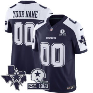 Cowboys Throwback Texas Patch Vapor Limited Custom Jersey - All Stitched