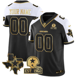 Cowboys Texas Patch Gold Vapor Custom Jersey - All Stitched